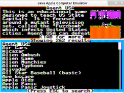 Game selector main menu (Hi-res graphics mode)